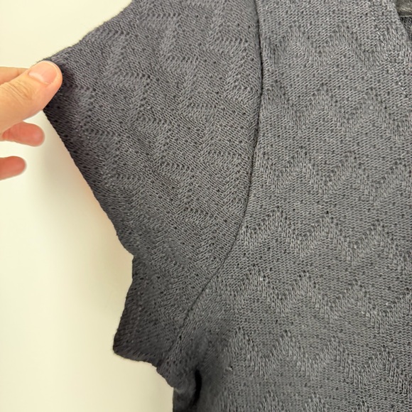 Madewell Black Knit Pointelle Button-Front Cotton Cropped Scoop Top Size XL - Picture 6 of 9